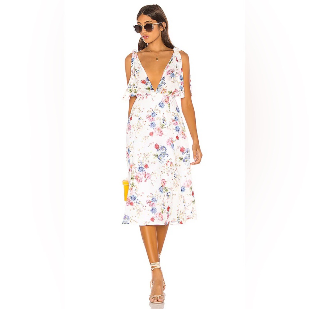 LPA Floral Plunge Midi Dress